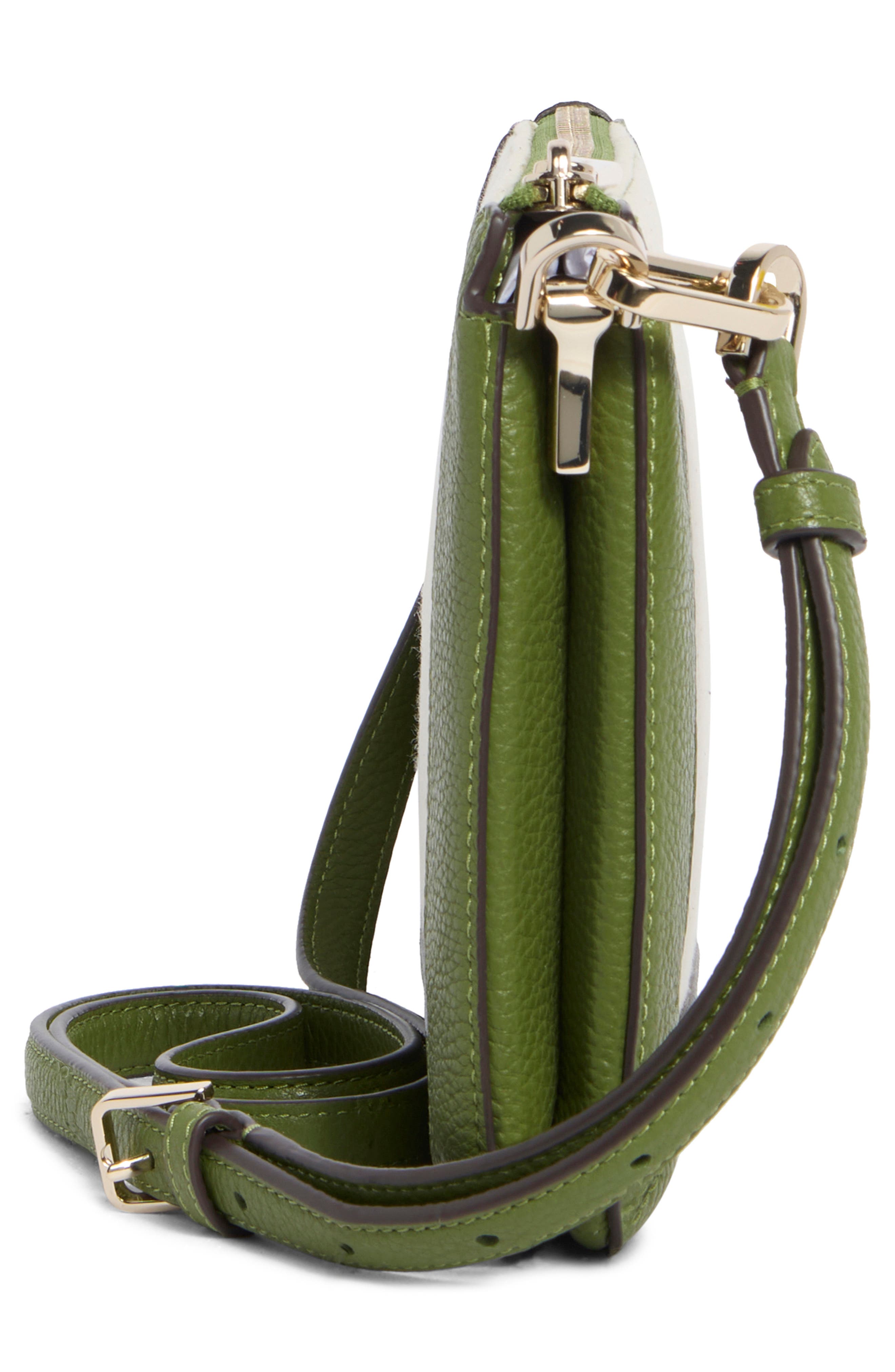 Kate Spade New York lena canvas colorblock double compartment crossbody bag, Alternate, color, Kelp Forest Multi