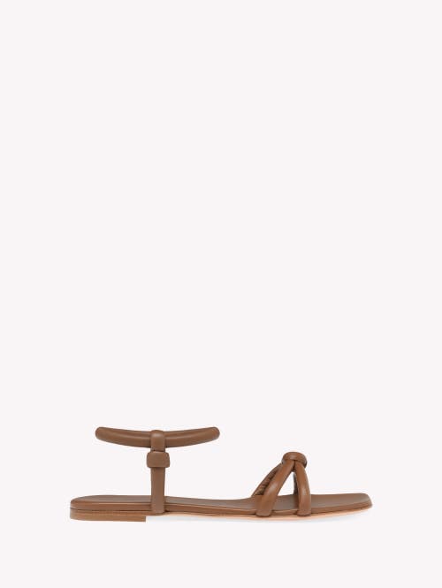 Gianvito Rossi Flat Sole Knotted Straps Sandals In Brown