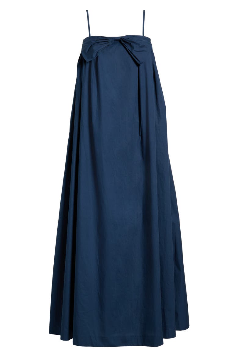 Melly Pleated Bow Maxi Dress, Alternate, color, NAVY