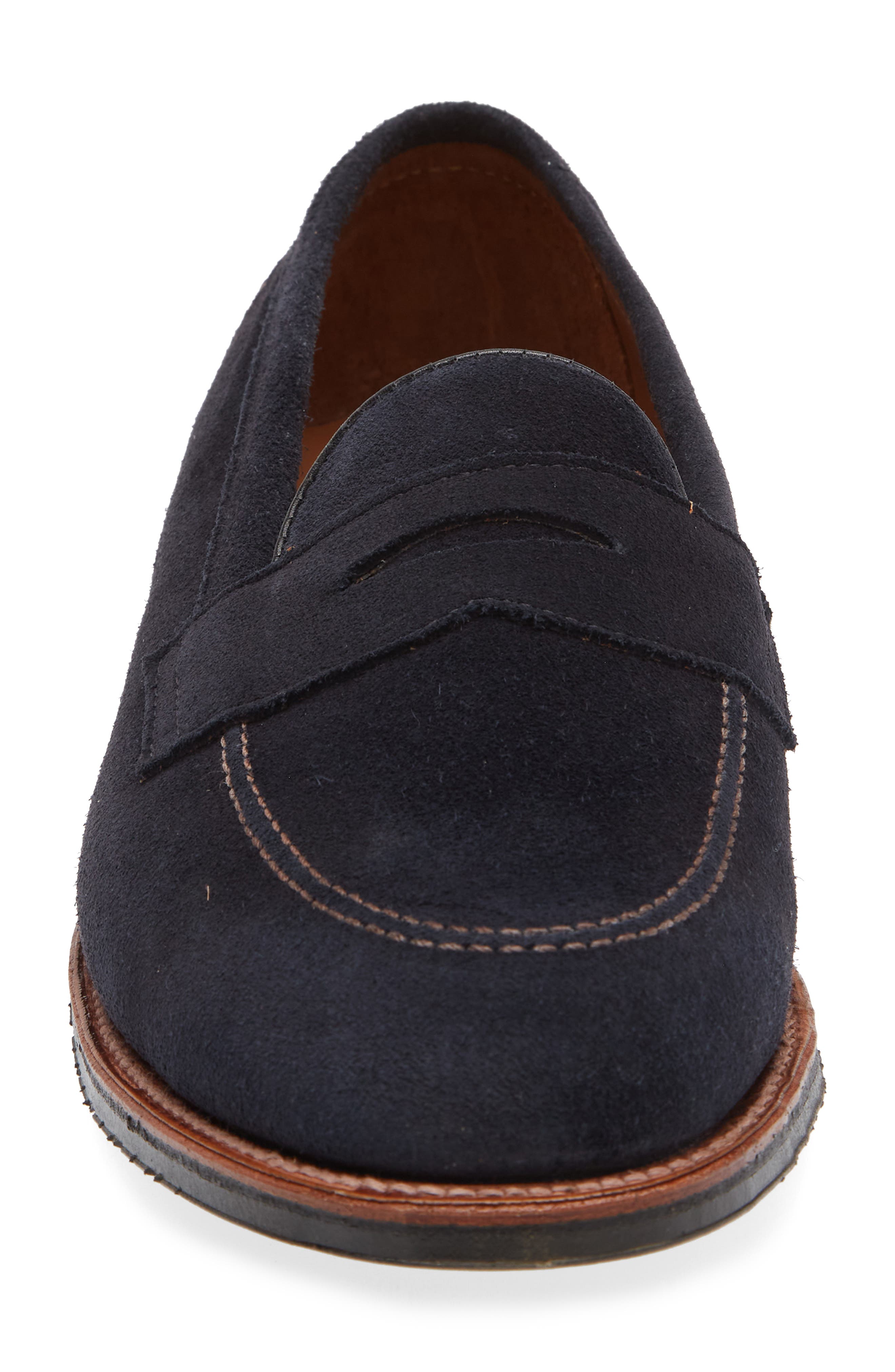 Alden Penny Loafer, Alternate, color, Navy Suede