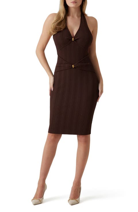 Kathleen Rib Halter Sweater Dress