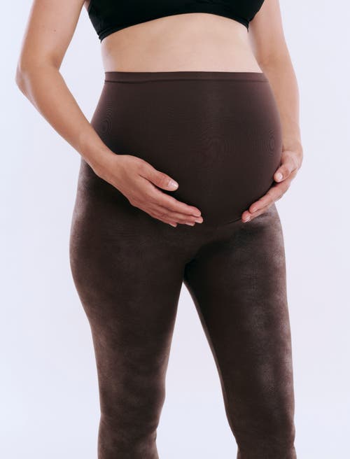 Motherhood Maternity Secret Fit Over The Belly Coated Full Length Legging In Chocolate