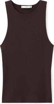 MANGO Cotton Blend Rib Sweater Tank