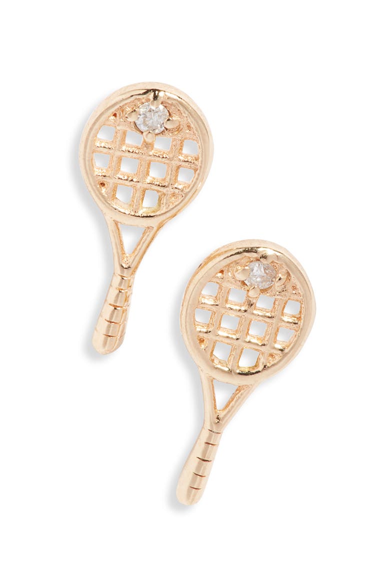 Love Letter Tennis Diamond Stud Earrings, Main, color, GOLD