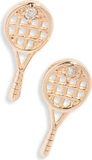 Anzie Love Letter Tennis Diamond Stud Earrings