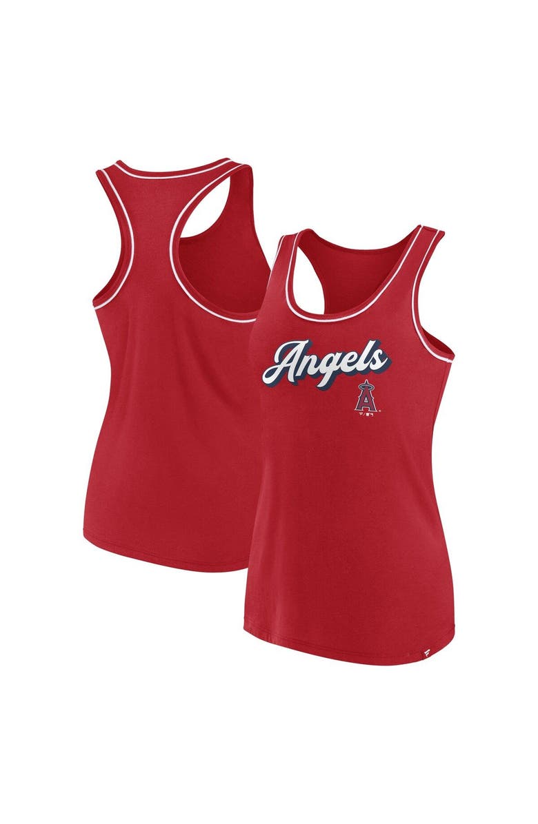 FANATICS Women's Fanatics Branded Red Los Angeles Angels Wordmark Logo Racerback Tank Top, Main, color, 