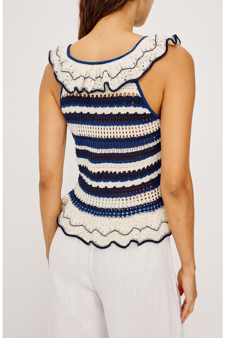 Luci Ruffle Trim Knit Tank, Alternate, color, CRETE STRIPE
