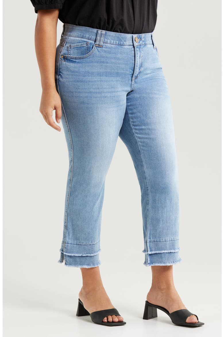 Double Frayed Kick Flare Jeans, Alternate, color, LIGHT BLUE ARTISANAL