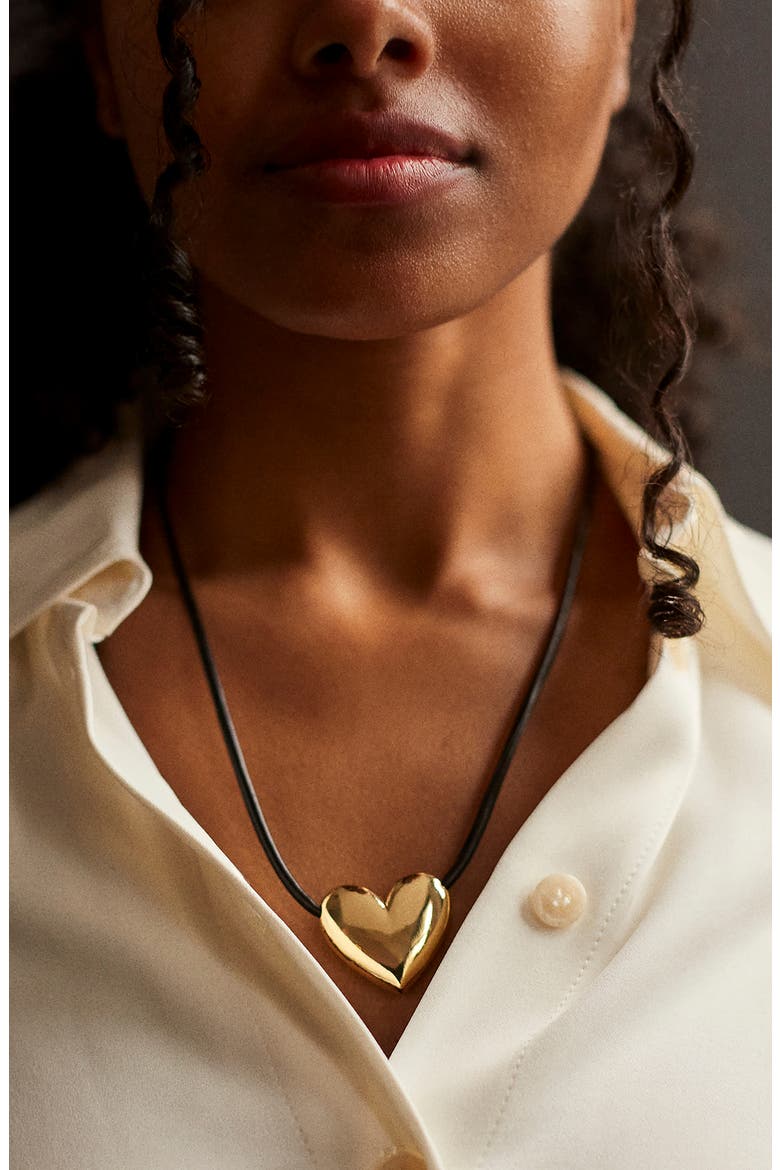 Millie Bubble Heart Cord Necklace, Alternate, color, GOLD
