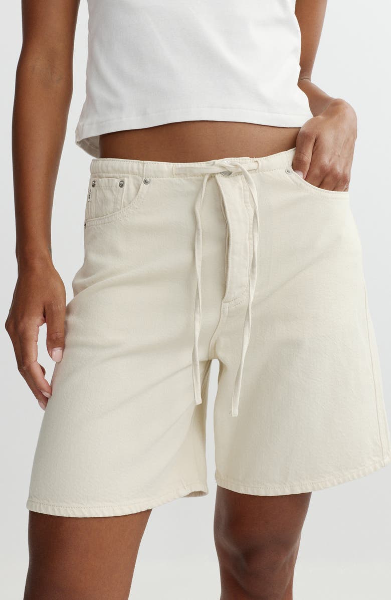 DL1961 Sienna Drawstring Low Rise Relaxed Denim Shorts, Alternate, color, Ecru Aura