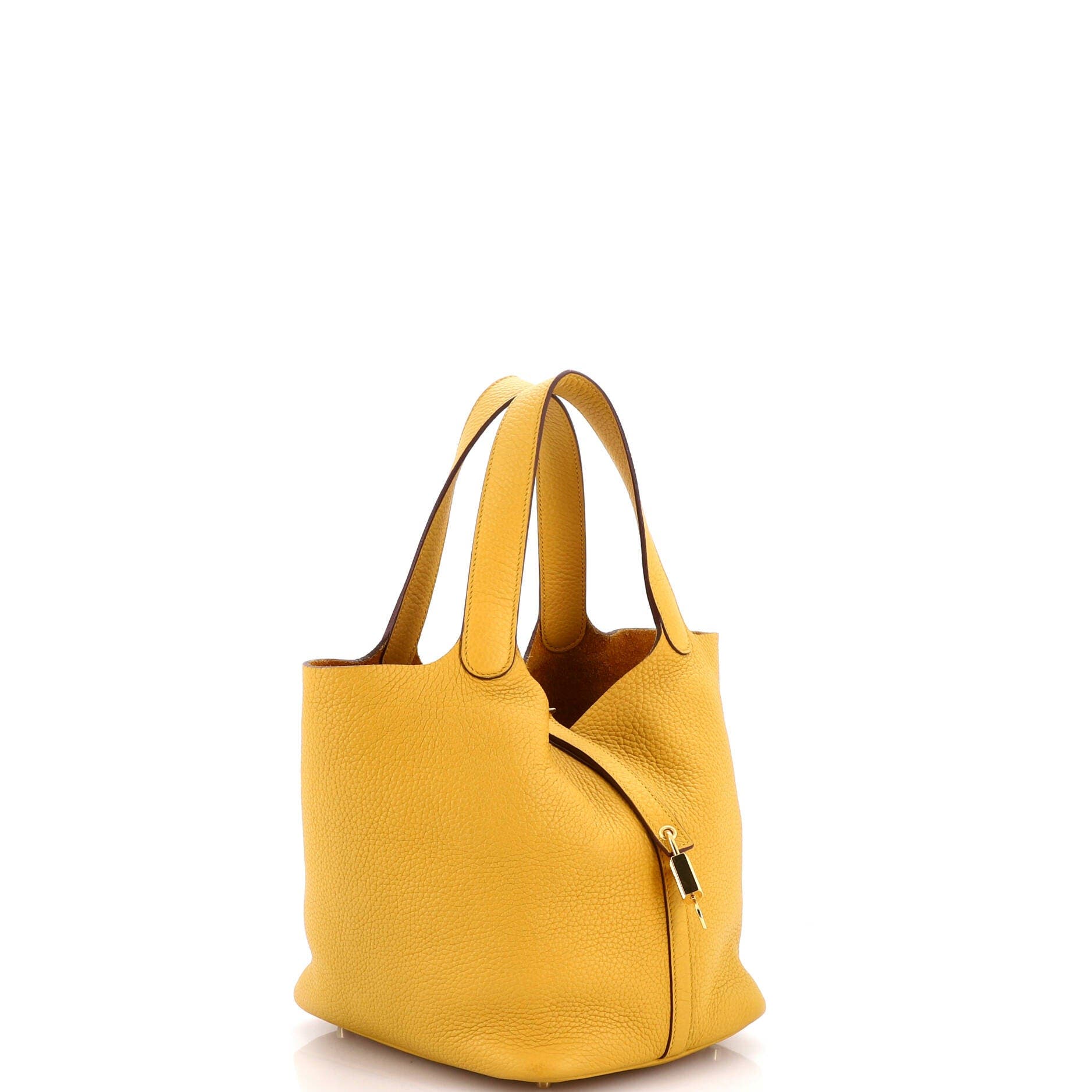 Pre-Owned Hermes Picotin Lock Bag Clemence MM, Alternate, color, Jaune Ambre