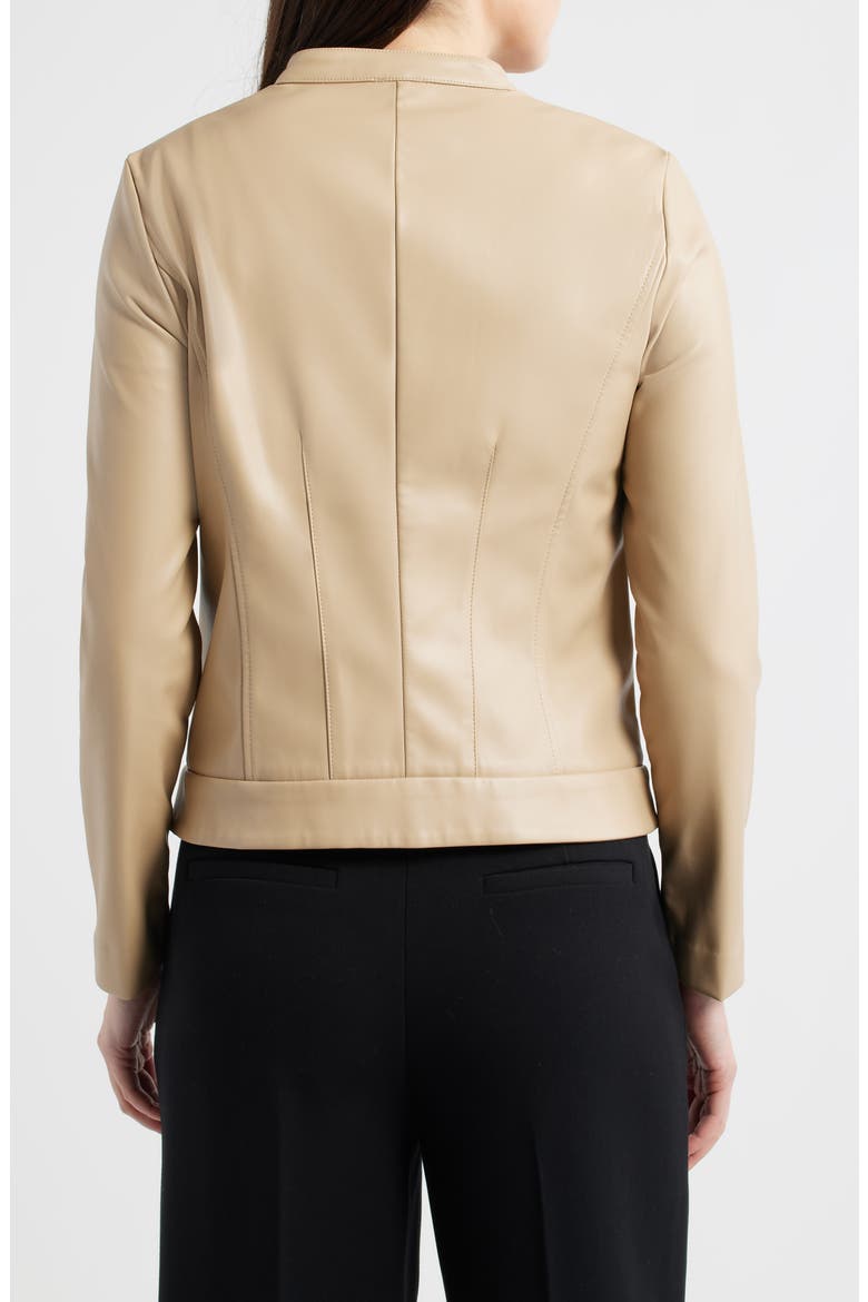 Quilted Faux Leather Moto Jacket, Alternate, color, LATTE