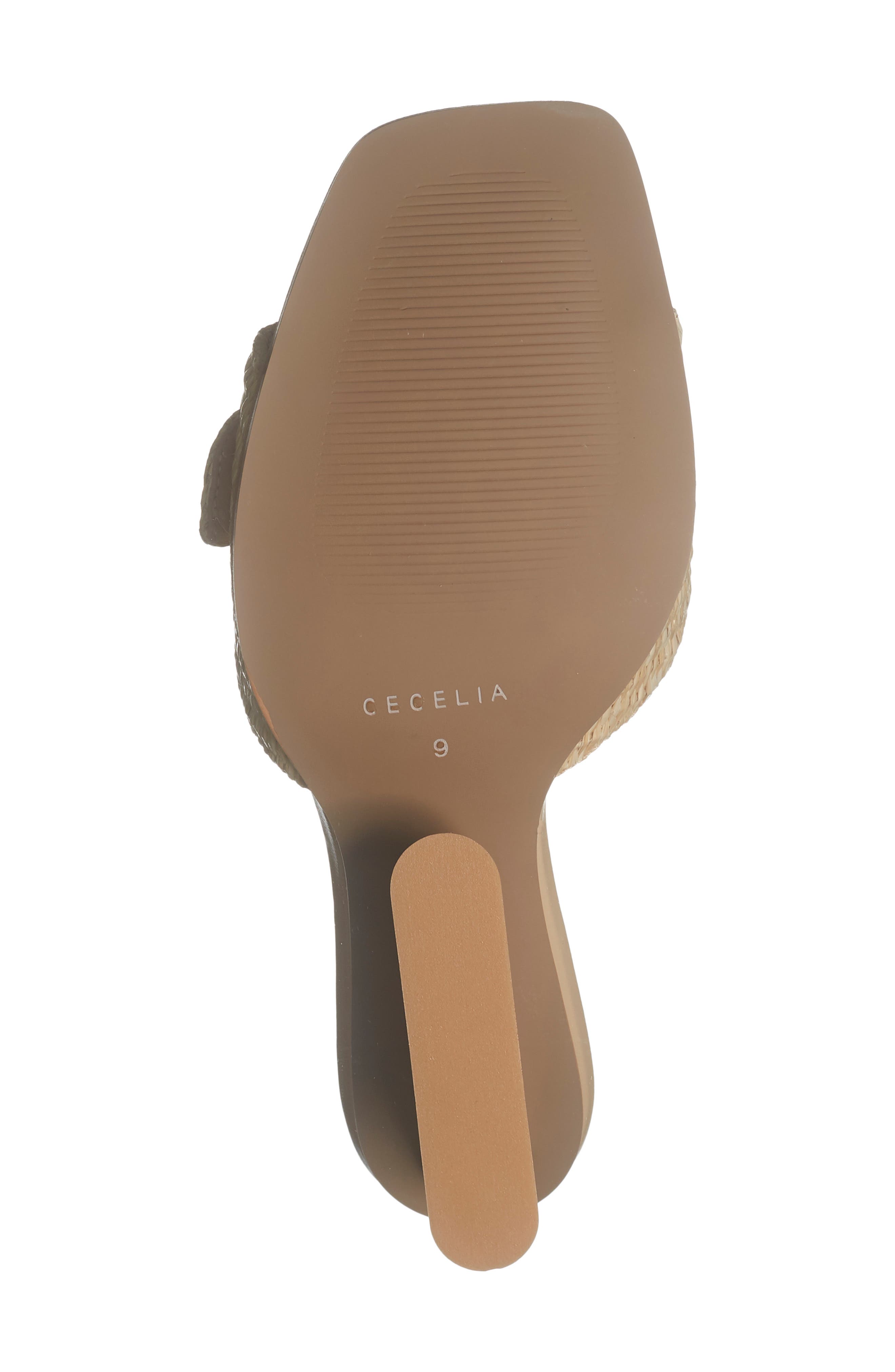 Cecelia New York Checker Buckle Raffia Wedge Slide Sandal, Alternate, color, Tea