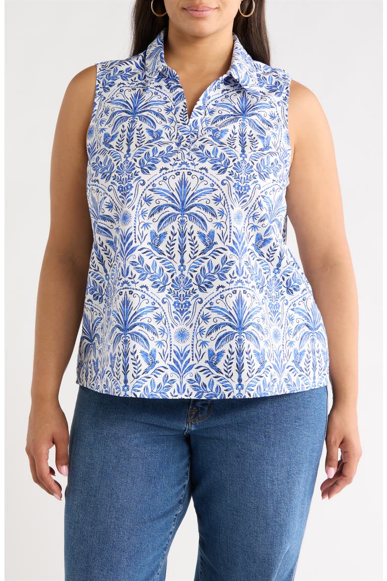 Romina Floral Print Sleeveless Top, Main, color, BLUE-WHTE-MULTI