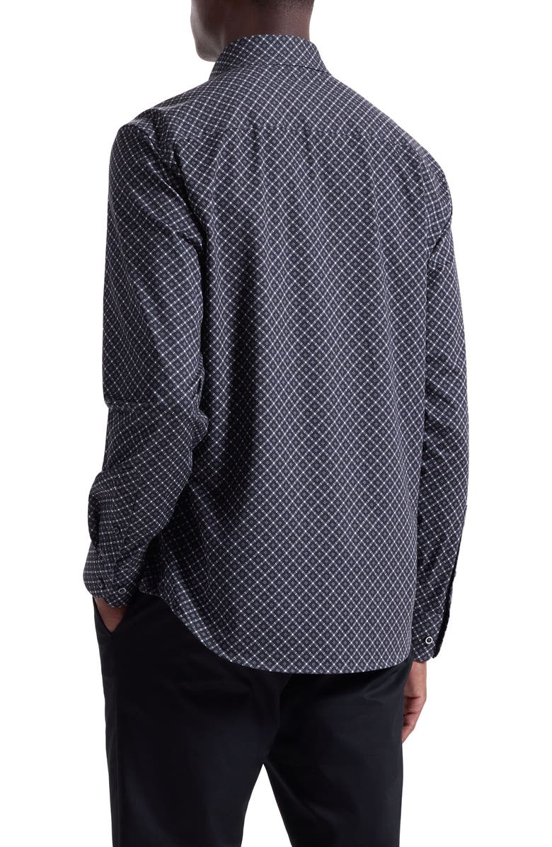 Bugatchi Jules OoohCotton<sup>®</sup> Diamond Print Button-Down Shirt, Alternate, color, Black