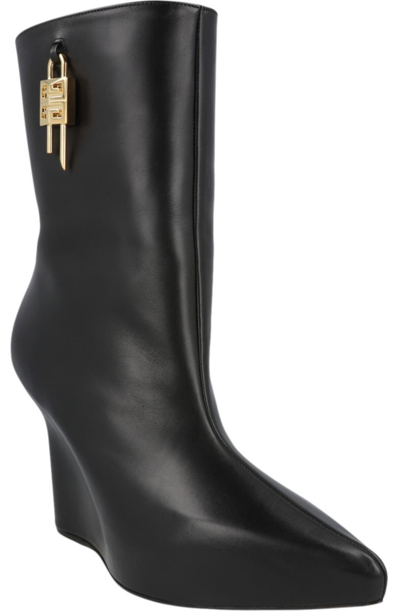 Givenchy G-Lock Leather Wedge Boot, Main, color, Black