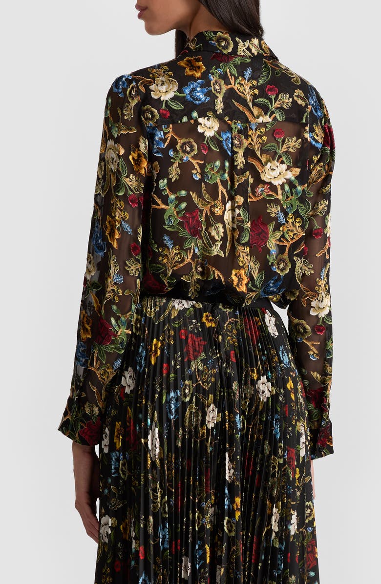 Alice + Olivia Willa Floral Button-Up Shirt, Alternate, color, Tapestry Trails/ Black