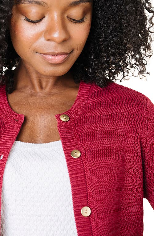 Hope & Henry Organic Chevron Stitch Cardigan Sweater In Red