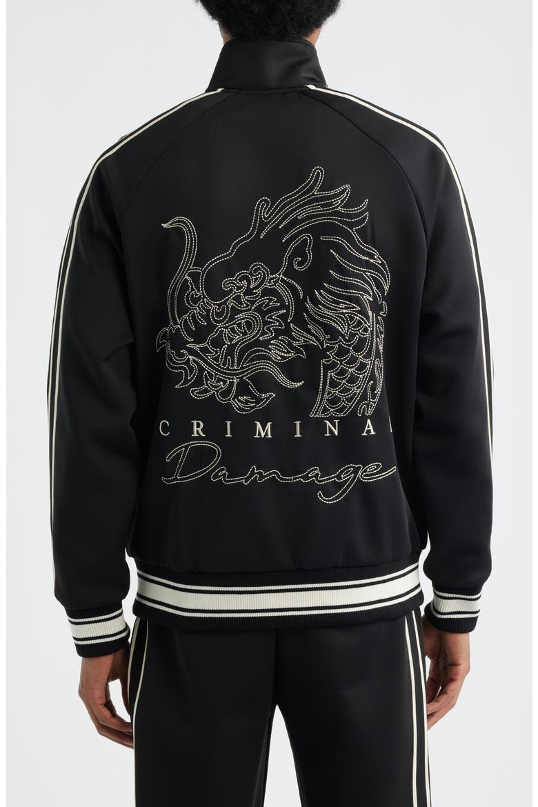 Dragon Embroidered Track Jacket, Alternate, color, BLACK/ ECRU