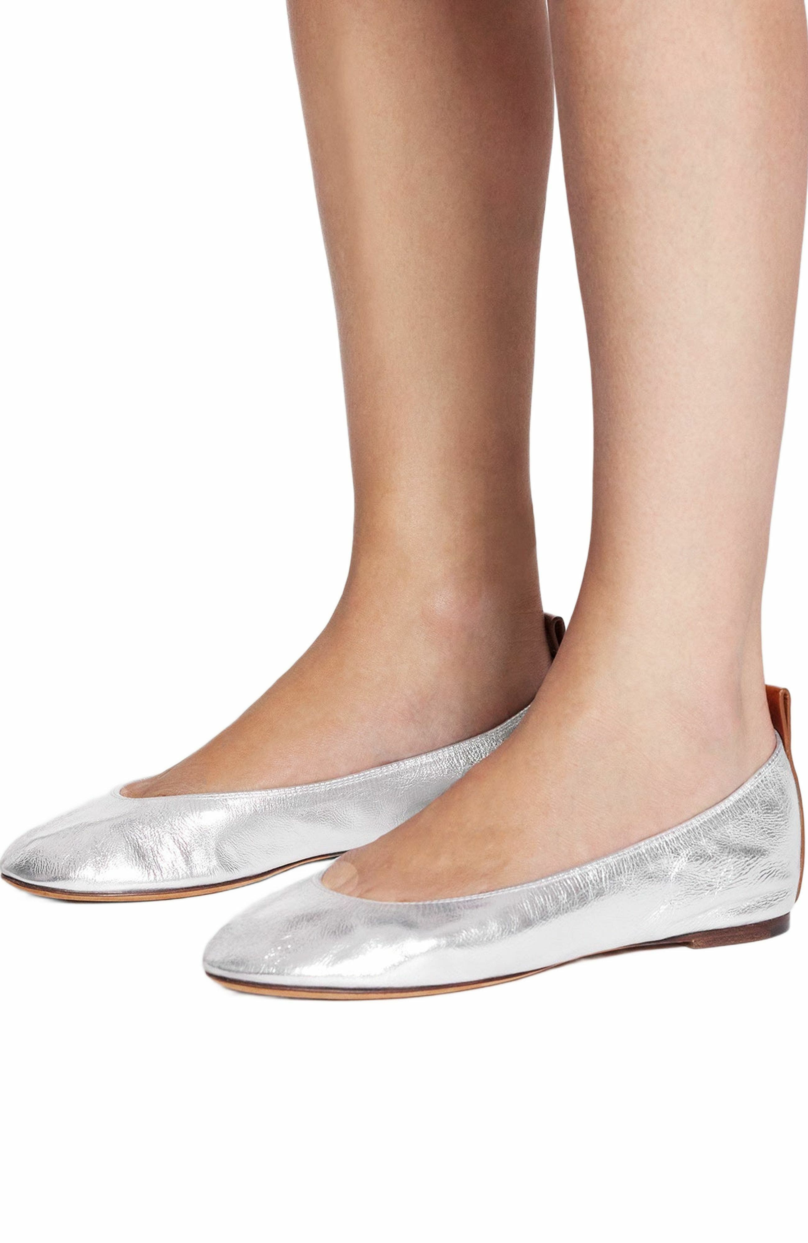 Lanvin The Ballerina Flat In Metallic Leather, Alternate, color, 