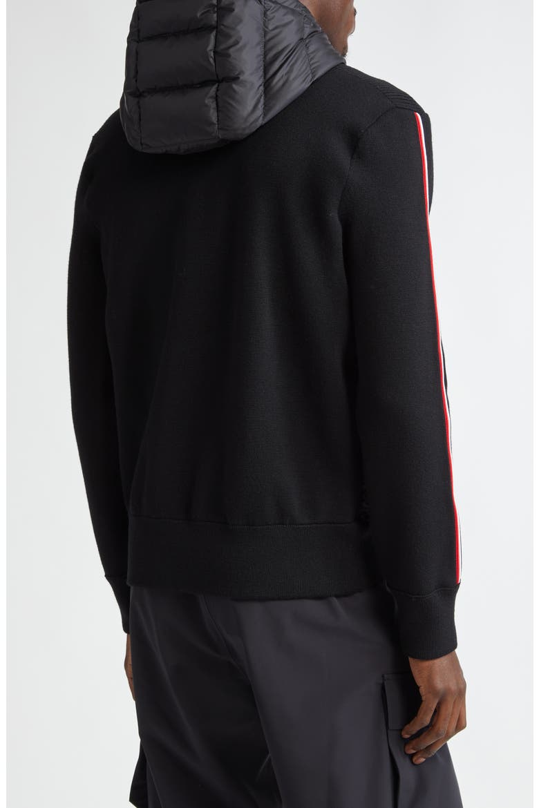 Hybrid Down & Wool Full Zip Hoodie, Alternate, color, BLACK