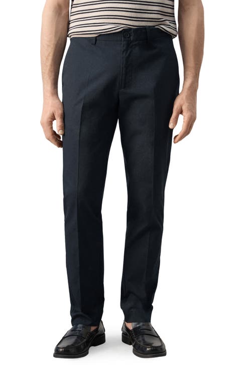Slim Fit Flat Front Cotton Twill Pants