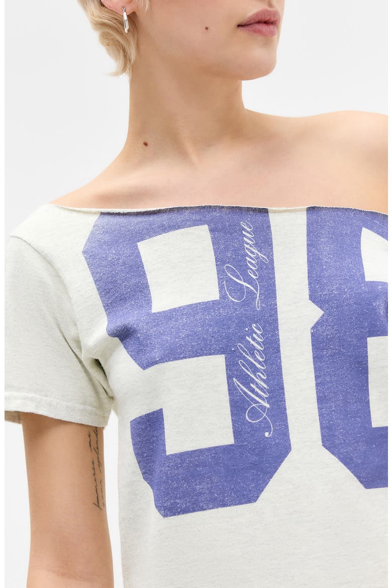 Off the Shoulder Logo Graphic T-Shirt, Alternate, color, GREY MARL