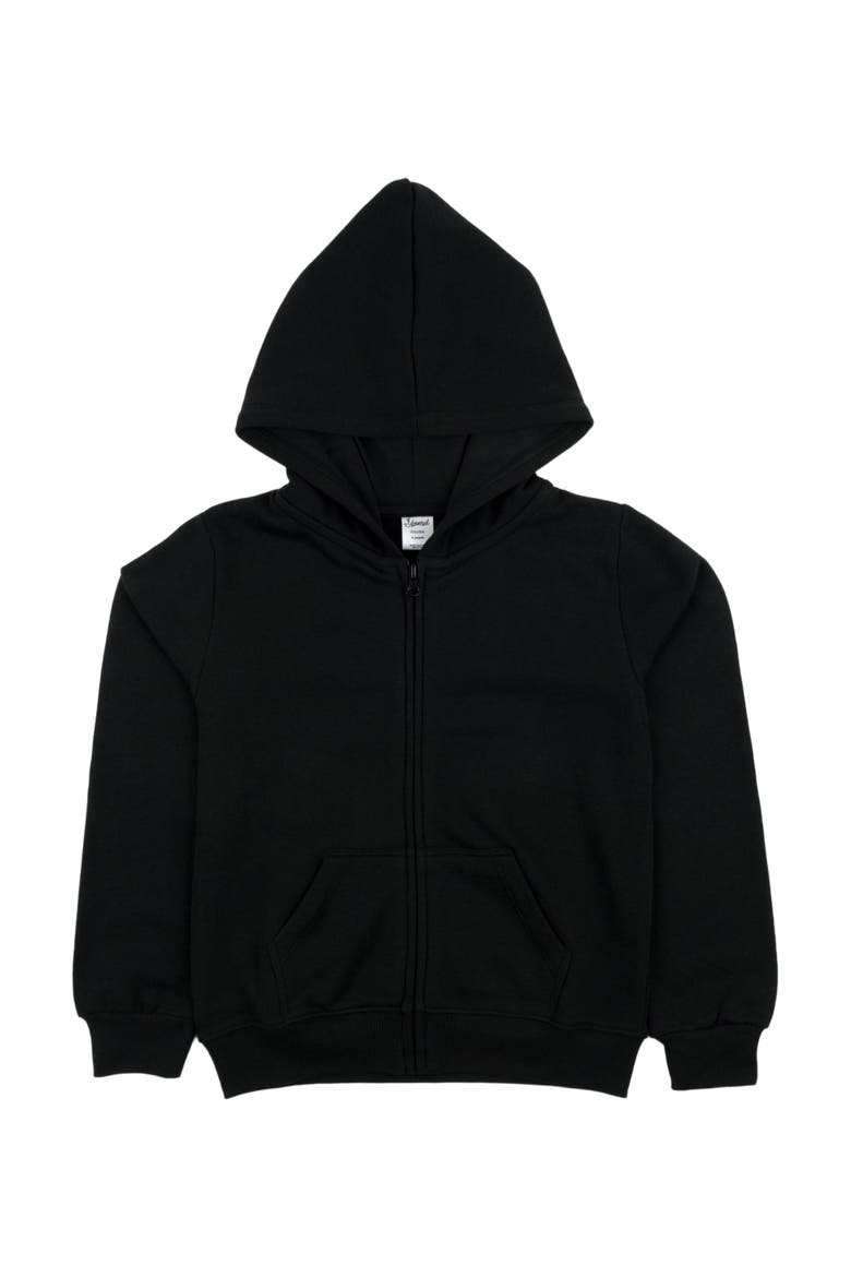 Kids Zip-Up Sweatshirt Hoodie, Cotton Blend, Solid Colors, Alternate, color, BLACK