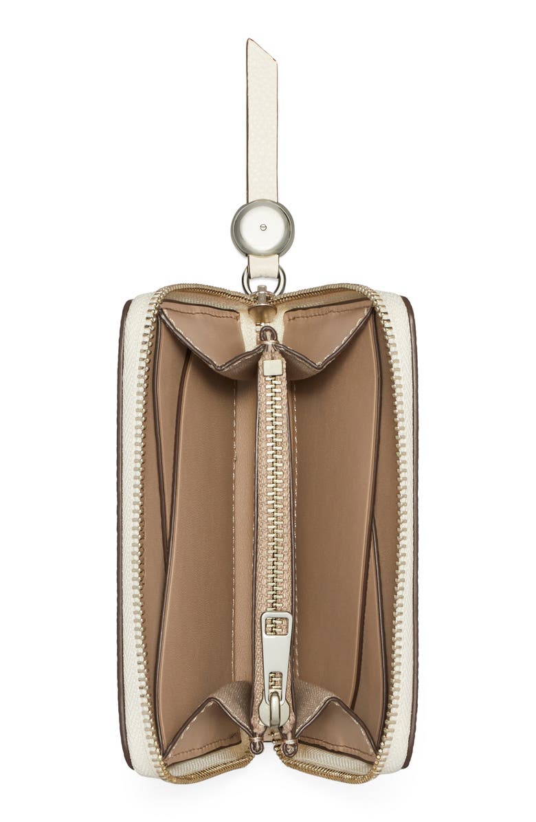 Tory Burch Romy Medium Leather Zip Wallet, Alternate, color, Light Cream