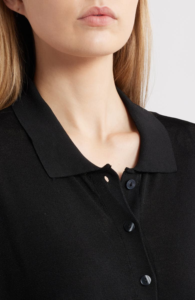 Mavi Jeans Button-Up Polo Sweater, Alternate, color, Black