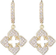 Adornia Cubic Zirconia Clover Drop Huggie Hoop Earrings