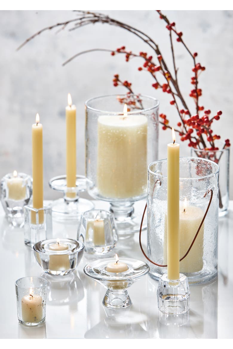 Geo Clear Glass Reversible Tealight Taper Candle Holder, Alternate, color, Clear