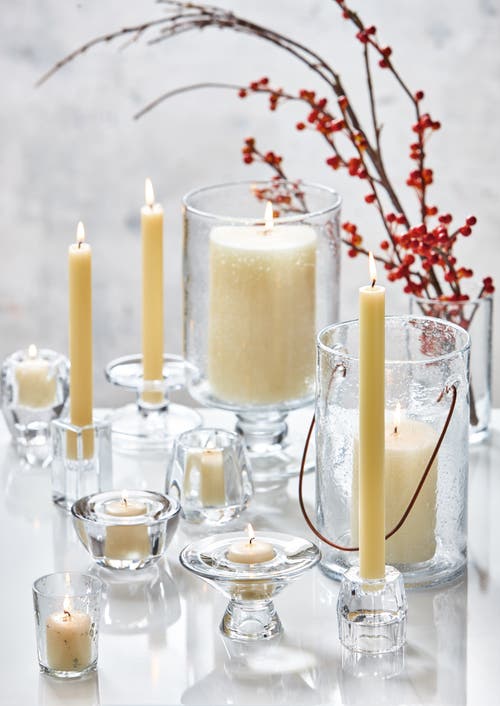 Tag Geo Clear Glass Reversible Tealight Taper Candle Holder In Transparent