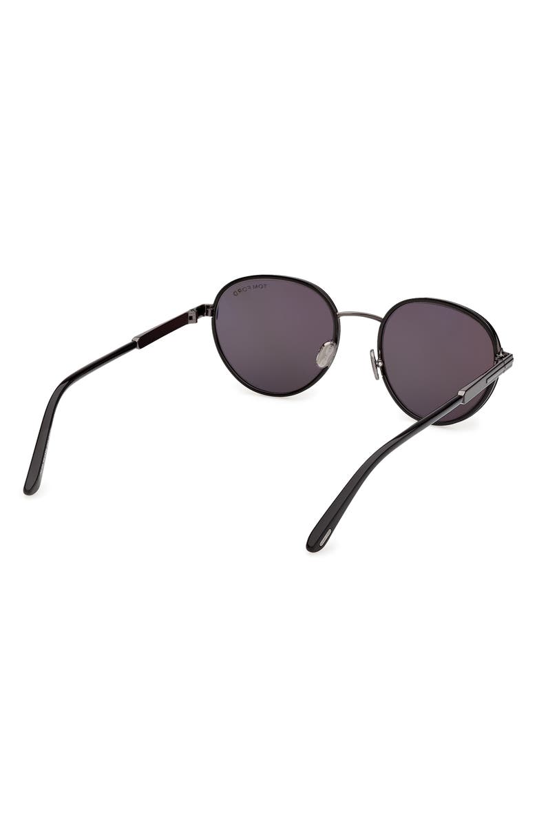TOM FORD Jet 51mm Round Sunglasses, Alternate, color, Black Dark Gunmetal / Smoke