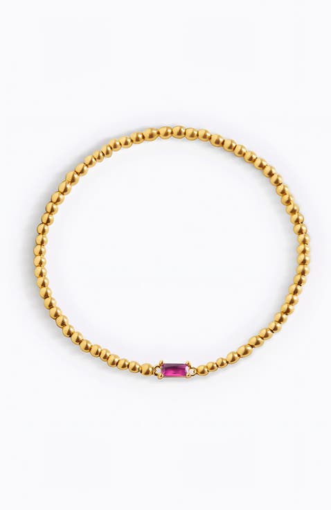 Gold Beaded Birthstone Bracelet