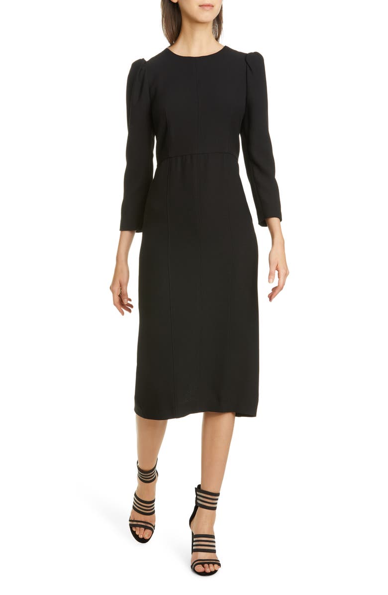 Veronica Beard Geoff Puff Shoulder Midi Dress, Main, color, 