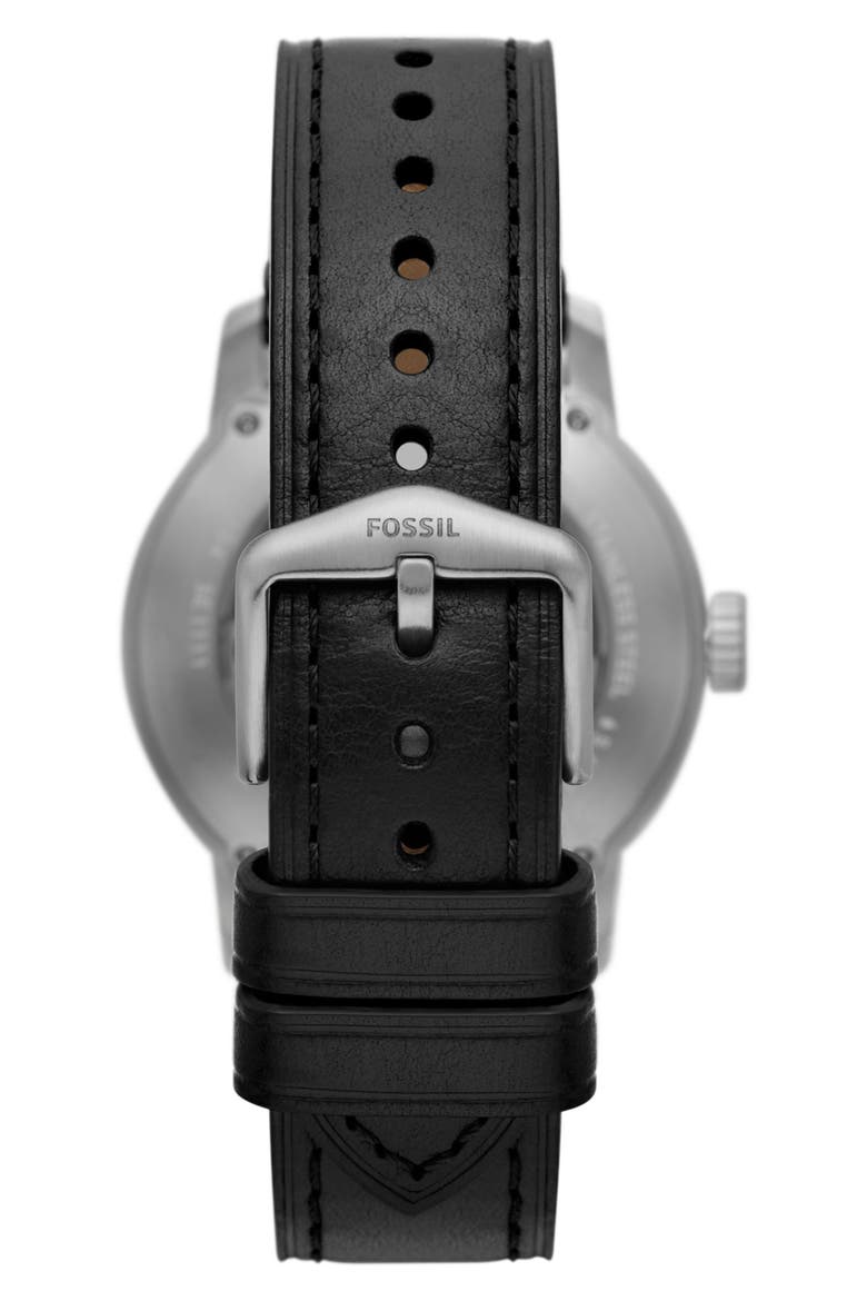 x Disney Classic Disney Mickey Mouse Leather Strap Watch, Alternate, color, BLACK