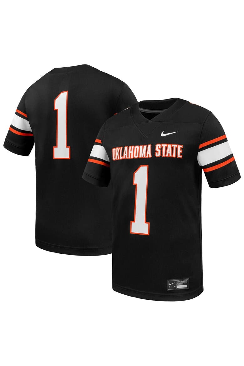 Men's Nike #1 Black Oklahoma State Cowboys Untouchable Replica Game Jersey, Main, color, Black