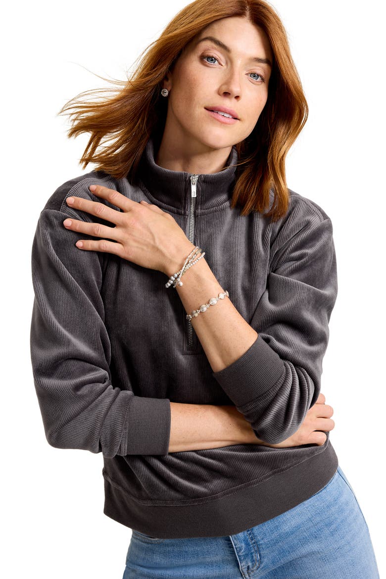 Cozy Cord Half Zip Sweatshirt, Alternate, color, STEEL WOOL