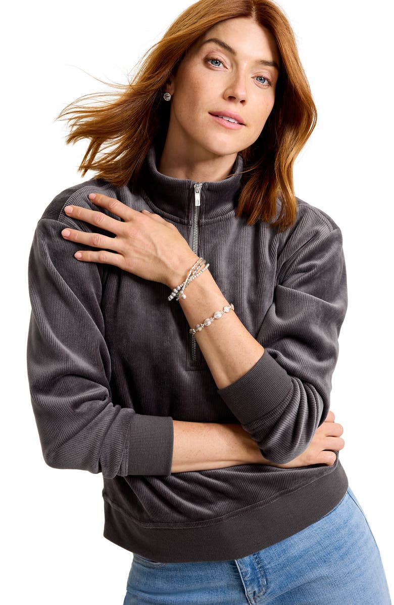 Tommy Bahama Cozy Cord Half Zip Sweatshirt, Alternate, color, Steel Wool