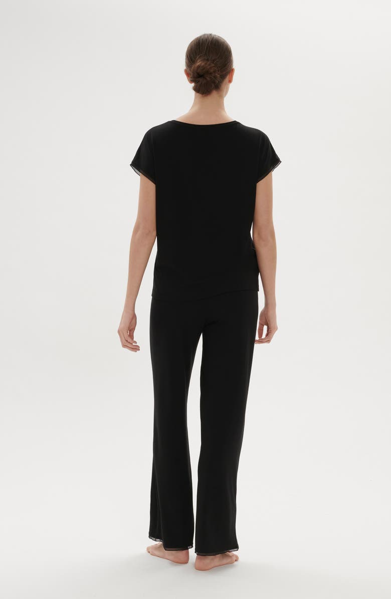 Simone Perele Aurore Straight Leg Pajama Pants, Alternate, color, Black