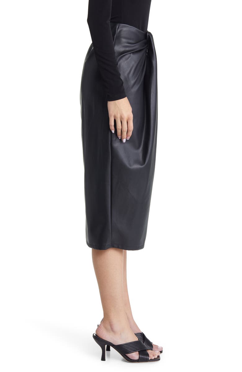 Open Edit Wrap Front Faux Leather Skirt, Alternate, color,