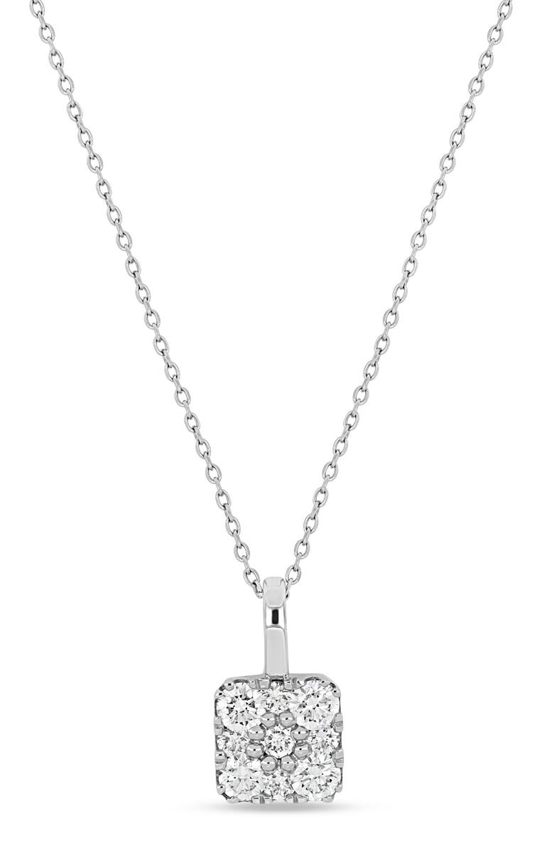 Bony Levy Mika 18K White Gold Pavé Diamond Cushion Pendant Necklace, Main, color, 