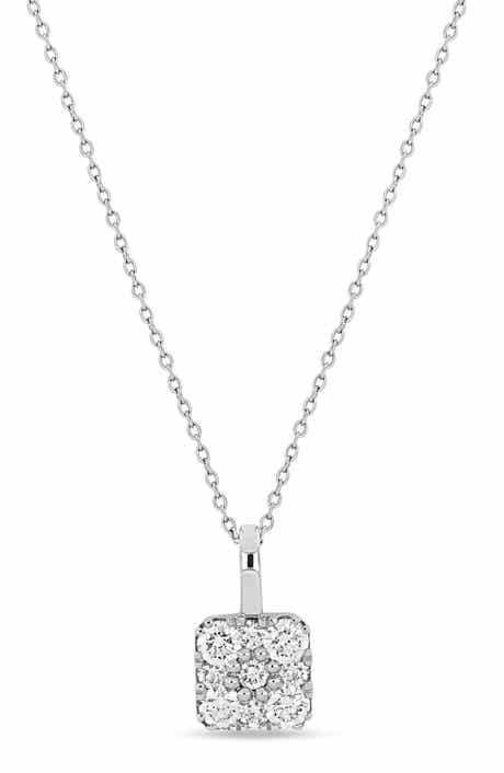 Bony Levy Mika 18K White Gold Pavé Diamond Cushion Pendant Necklace