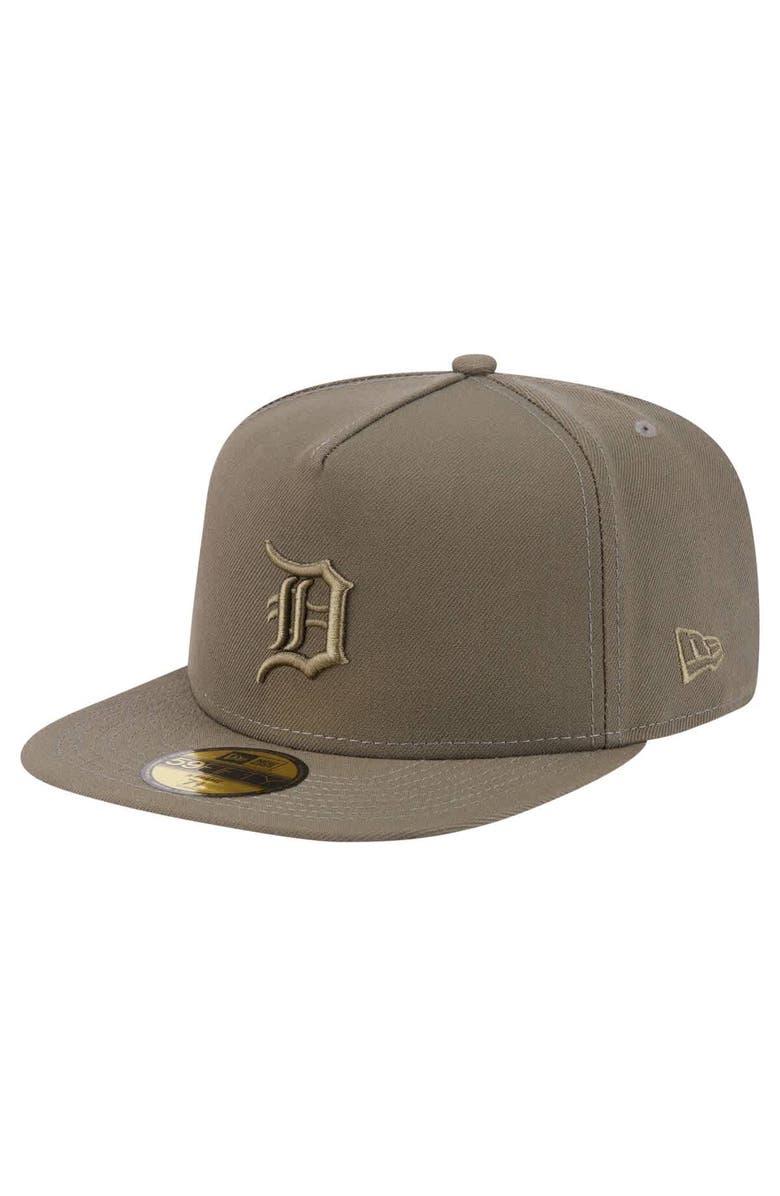 New Era Men's New Era Olive Detroit Tigers Color Pack A-Frame 59FIFTY Fitted Hat, Main, color,