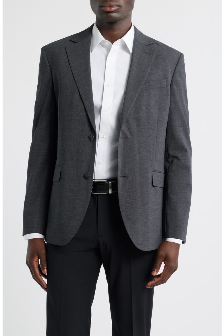 Henrik Trim Fit Solid Stretch Wool Suit Jacket, Main, color, GREY CHARCOAL