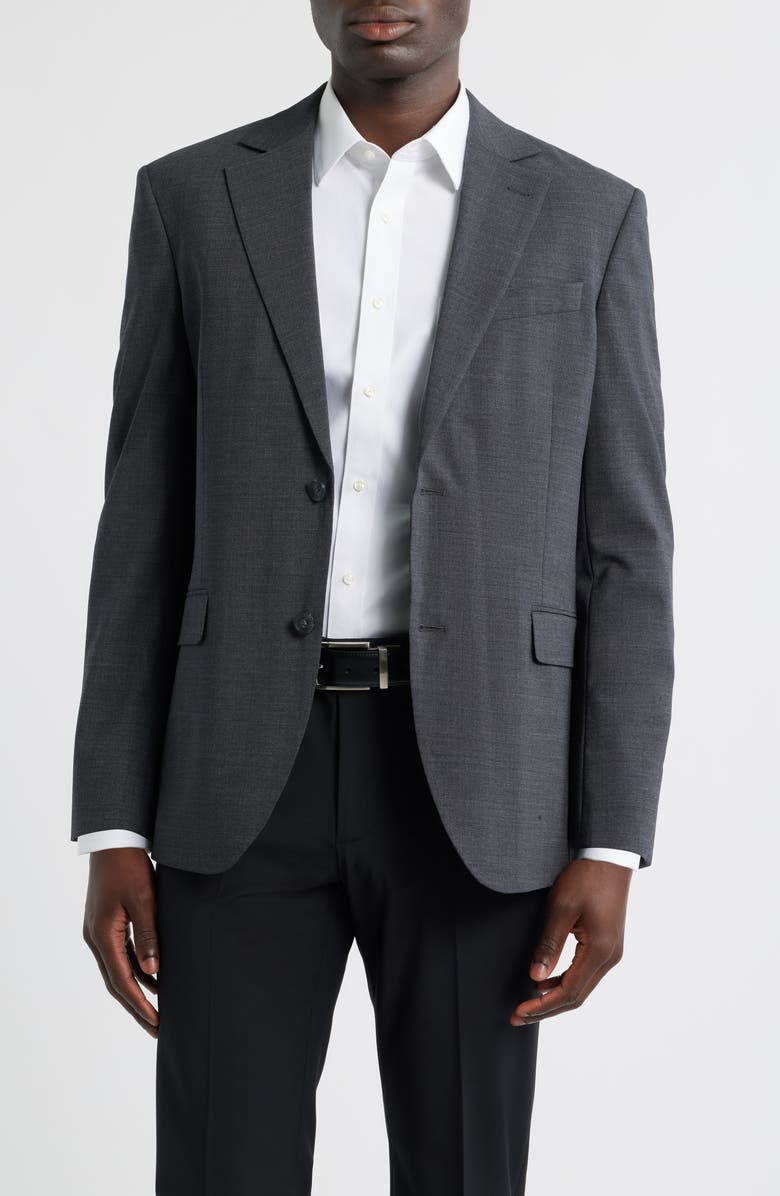 Nordstrom Henrik Trim Fit Solid Stretch Wool Suit Jacket, Main, color, Grey Charcoal
