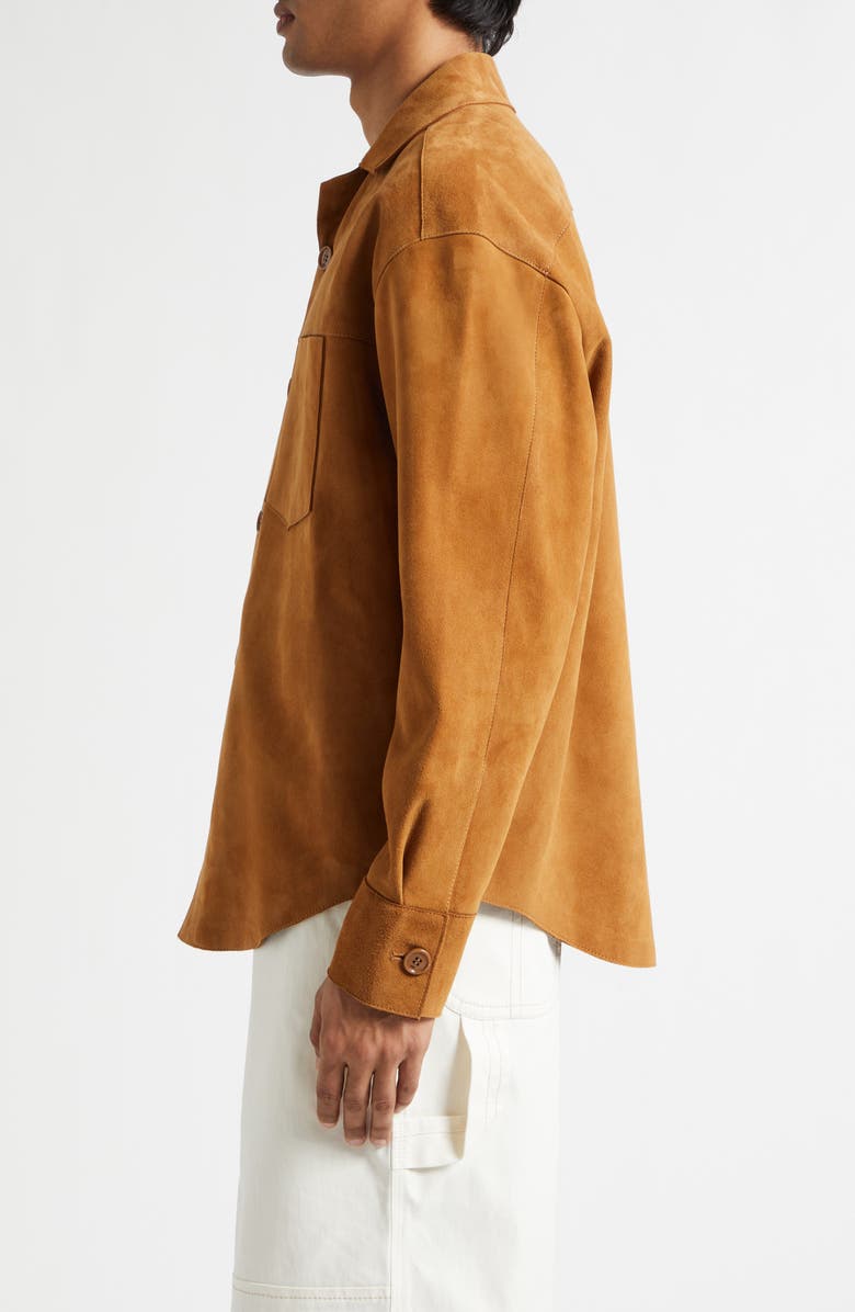 AMI PARIS Suede Overshirt, Alternate, color, Caramel