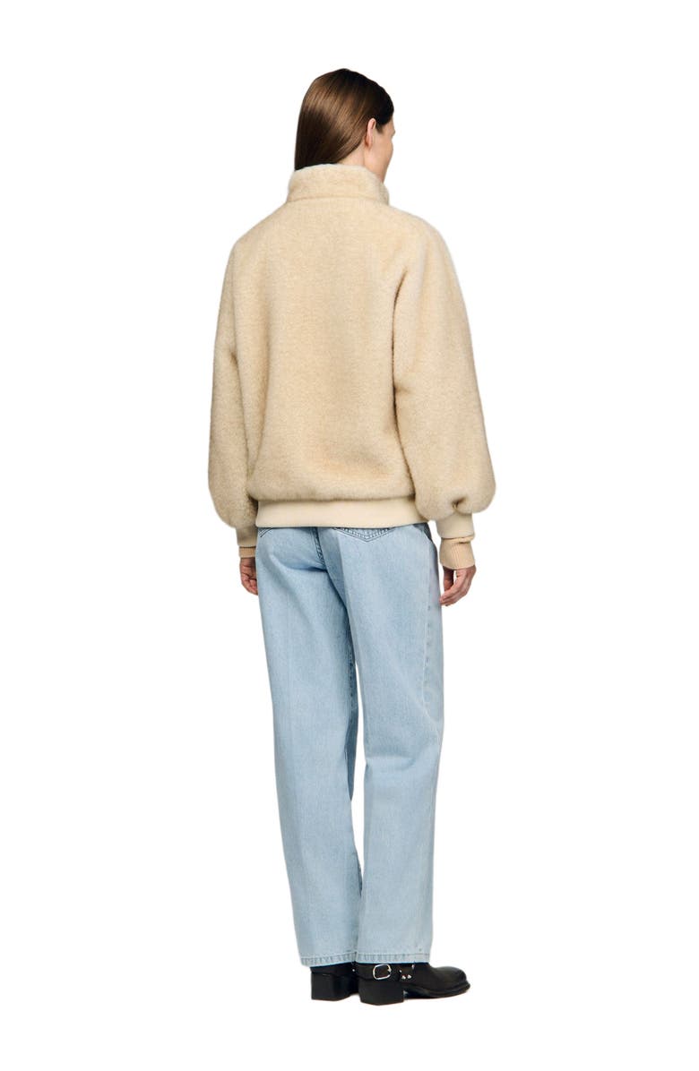 SANDRO Faux fur jacket, Alternate, color, Beige