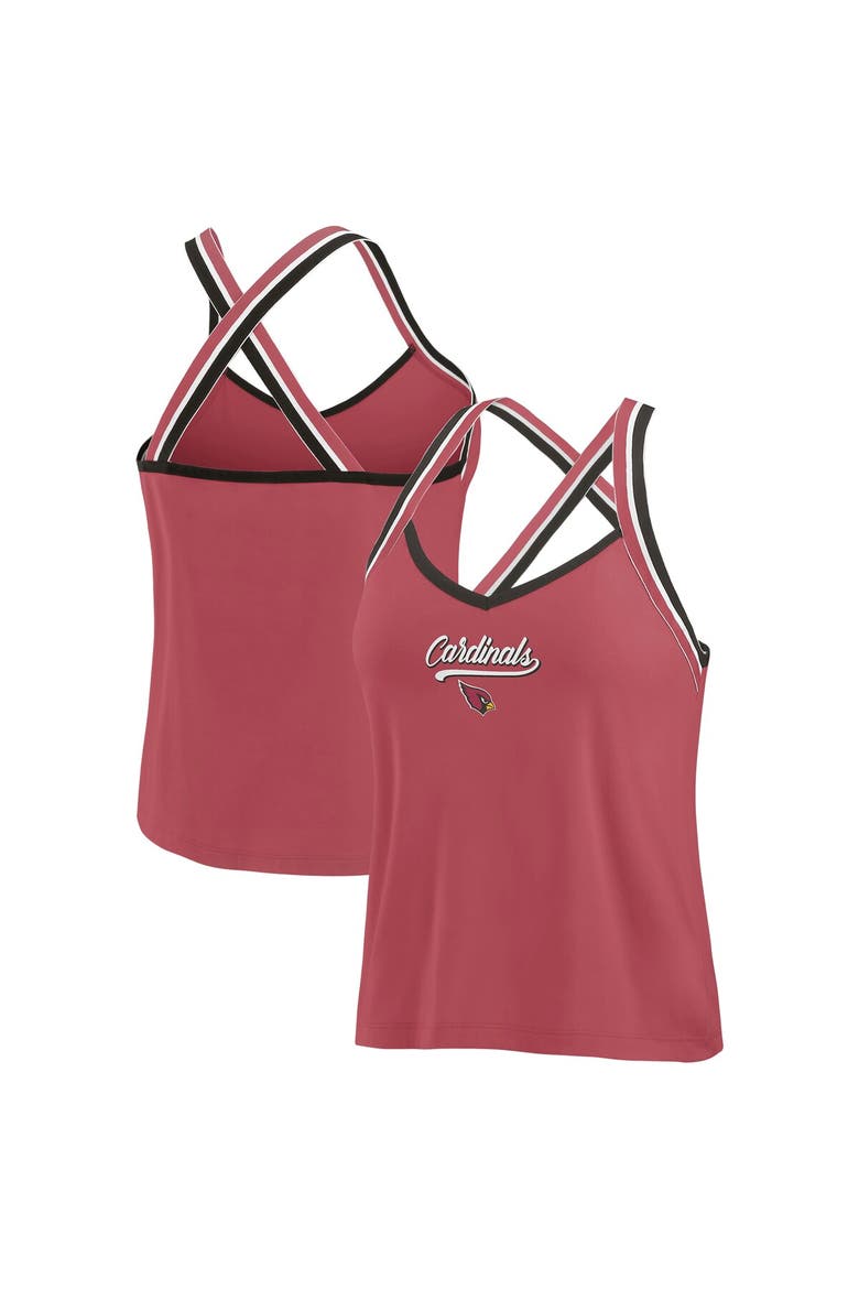 Women's WEAR by Erin Andrews Cardinal Arizona Cardinals Cross Strap Tri-Blend Tank Top, Main, color, Cardinal